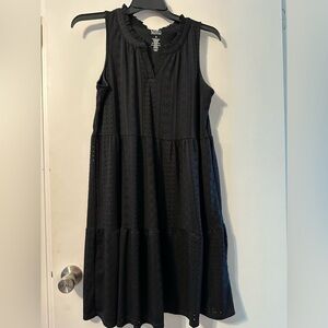 Croft & Barrow Black Eyelet Midi Dress